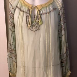 Anthropologie sheer green blouson